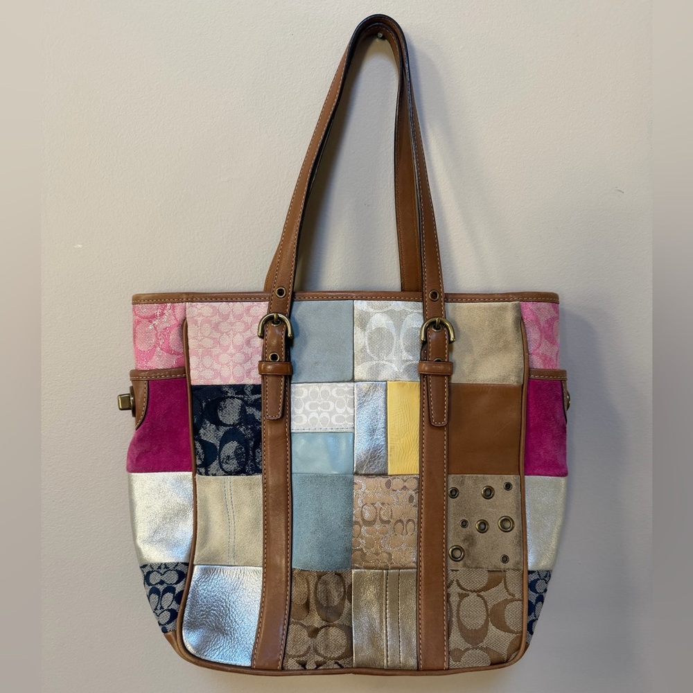 Coach Patchwork Purse Tote Bag Y2K /w Metallic & Suede Patches Serial BO6Q-10001 - Picture 2 of 12